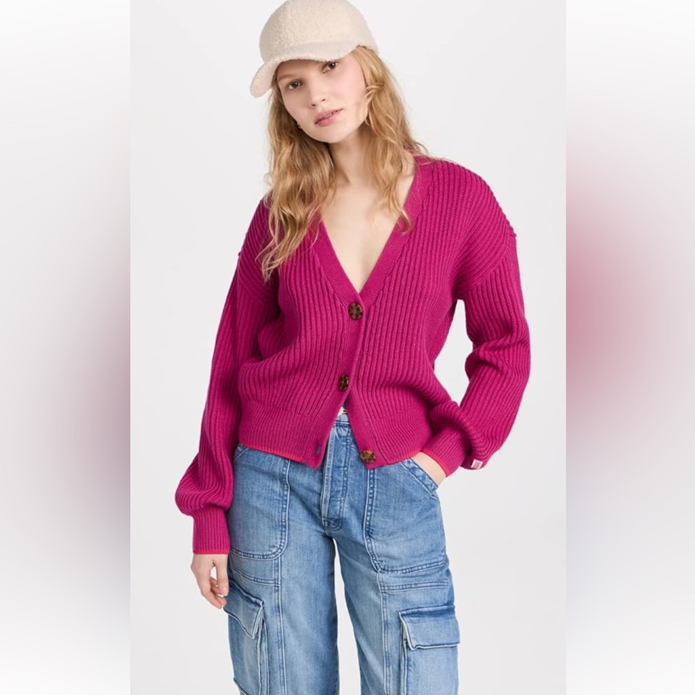 Scotch & Soda boxy fit cardigan fuchsia
